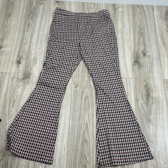 Plaid wide leg 70s pull on pants size Xl - Picture 1 of 6